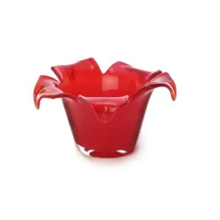 Short Red Vase with Petal Rim