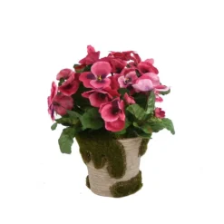 Silk Pansies in Moss Pot