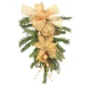 Small Pine Swag with Gold Poinsettia, Oranment and Gold Bow