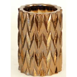 Small Zig Zag Burnt Gold Cylinder Vase (Sold in Multiples of 2)