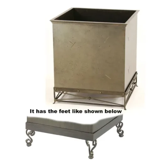 SQUARE LG EMERY WOOD PLANTER WITH SCROLLED FEET
