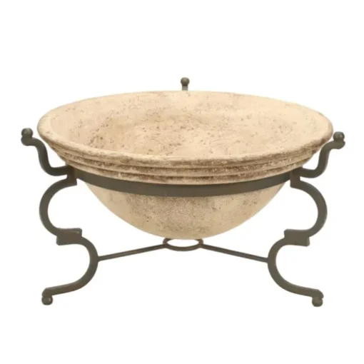 Stone Planter with Antique Metal Stand