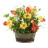 Summer Garden Mix in Yellow, Rose Red and White in Oval Glass