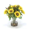 Sunflowers and Berries in Clear Glass Cylinder
