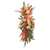 Swag With Green And Red Ornaments and HO HO HO Green Ribbon