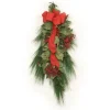 Swag with Magnolia and Pine with Red Burlap and Berries
