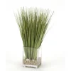Waterlook® Basil Grass and Pebbles in Rectangle Glass Vase