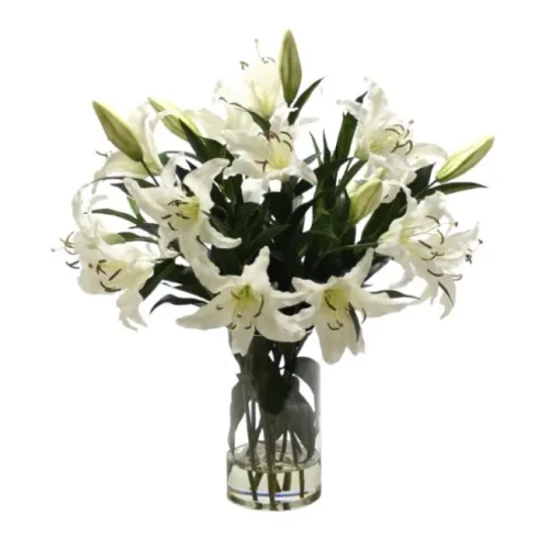 Waterlook® Casablanca Lilies in Glass Cylinder