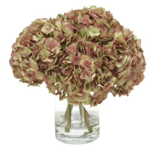 Waterlook® Green-Amethyst Hydrangeas in Glass Cylinder