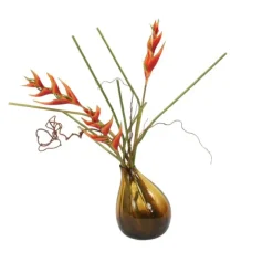 Waterlook® Heliconias in Amber Gourd Vase