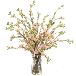 Waterlook® Pink Pear Blossoms in Glass Cylinder