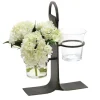 Waterlook® White Hydrangeas in Cylinder Glass Vase in Wrought Iron Stand