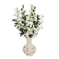 White Cherry Blossoms in White Cloud Vase