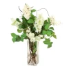 White Lilac's in Tall Square Vase