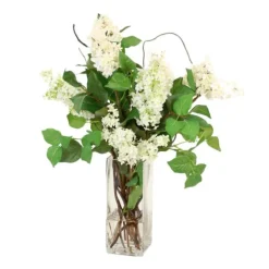 White Lilac's in Tall Square Vase