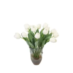 White Tulips in Brown Art Glass