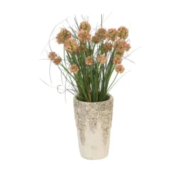 Wild Allium with Grass in Cream White Décor Vase