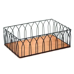 Wire Rect Basket with Wood Bottom Without Handles