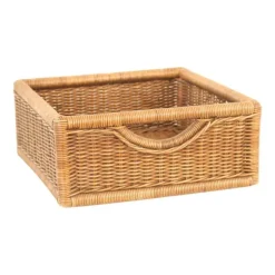 Woven Rattan Shelf Basket with Woven Rattan Handholds