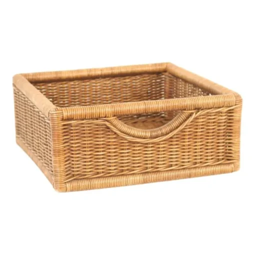 Woven Rattan Shelf Basket with Woven Rattan Handholds
