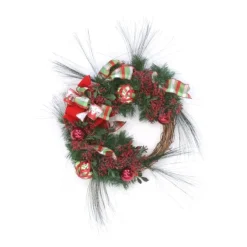 Wreath with Red Berries and Ornaments
