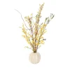 Yellow Forsythia in White Pumpkin Shaped Planter