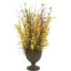 Yellow Forsythia with Limbs in Classic Urn