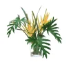 Yellow Heliconia with Philo Leaves and Tropical Blades