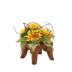 Yellow Sunflowers on Wooden Stand